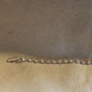 Vintage 7 " Silver-tone  Clear Rhinestone bracelet